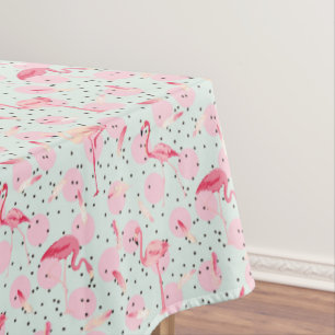 Flamingo Feathers On Polka Dots 2 Tablecloth