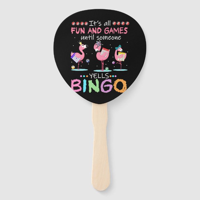 Flamingo | Flaming Bingo Funny Hand Fan (Front)