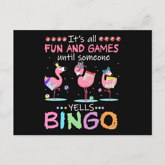 Flamingo | Flaming Bingo Funny Invitation Postcard (Front)