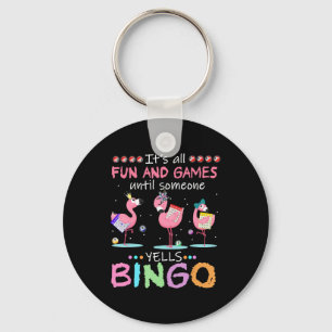 Flamingo   Flaming Bingo Funny Keychain