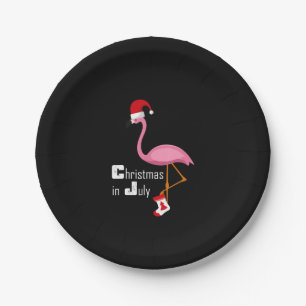 Flamingo   Flamingo Christmas In July Funny Party Paper Plate