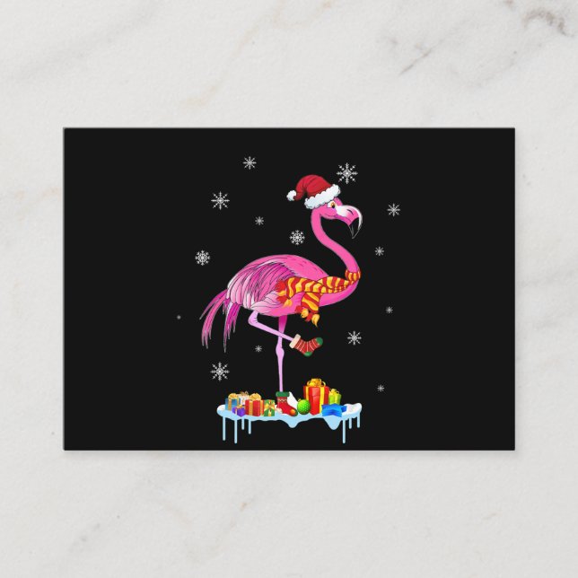Flamingo |Flamingo Christmas Lights Flamingo Snow Enclosure Card (Front)