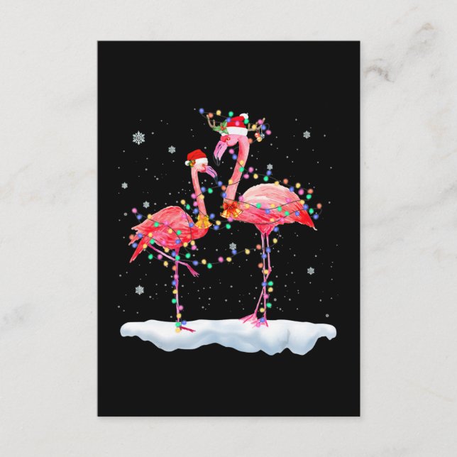 Flamingo | Flamingo Christmas Tree Santa Hat Xmas Enclosure Card (Front)