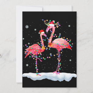 Flamingo   Flamingo Christmas Tree Santa Hat Xmas Holiday Card