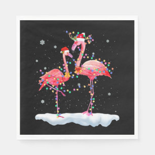 Flamingo   Flamingo Christmas Tree Santa Hat Xmas Napkin