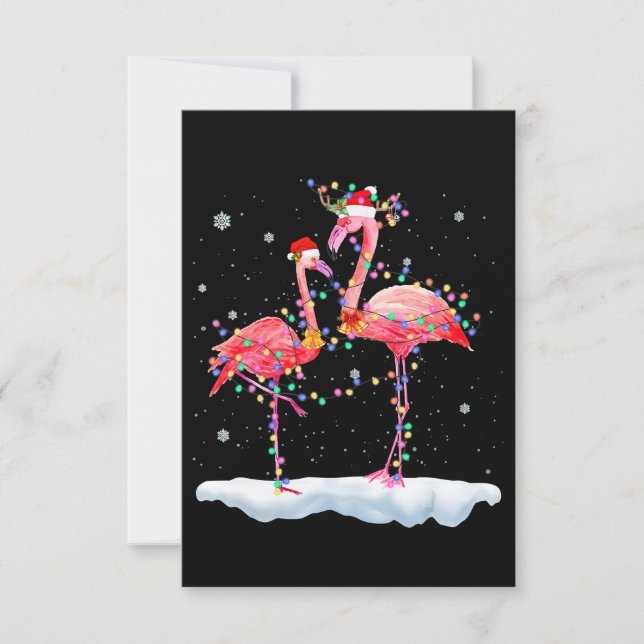 Flamingo | Flamingo Christmas Tree Santa Hat Xmas Thank You Card (Front)