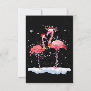 Flamingo   Flamingo Christmas Tree Santa Hat Xmas Thank You Card