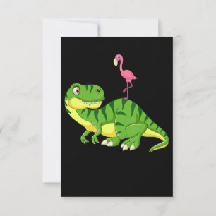 Flamingo   Flamingo Dinosaur Lovers RSVP Card