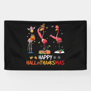 Flamingo Flamingo Happy HalloThanksmas Banner