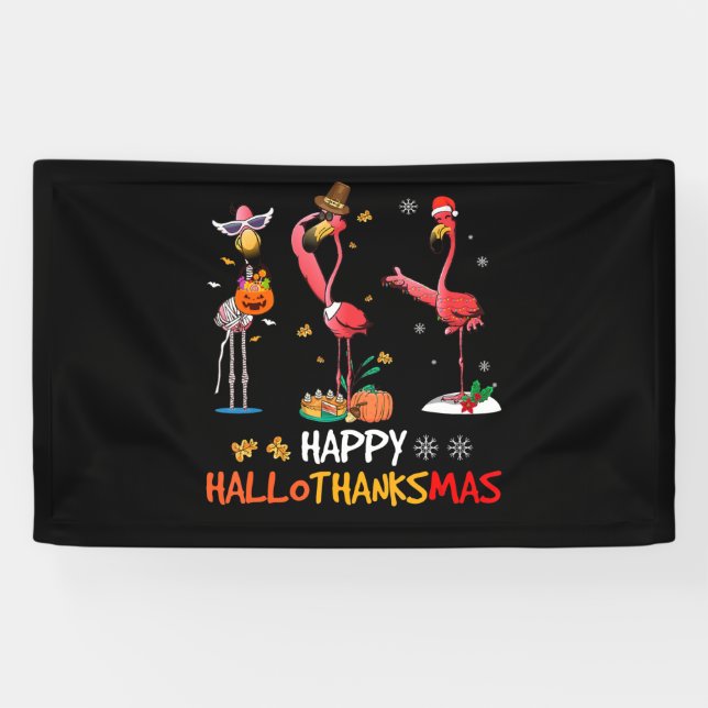 Flamingo | Flamingo Happy HalloThanksmas Banner (Horizontal)