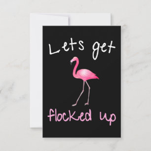 Flamingo Flamingo - Lets Get Flocked Up RSVP Card