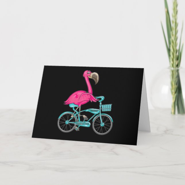 Flamingo | Flamingo Riding A Bicycle Cool Bikers Thank You Card (Front)