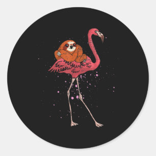 Flamingo Flamingo Riding Sloth Animal Lover Gifts Classic Round Sticker