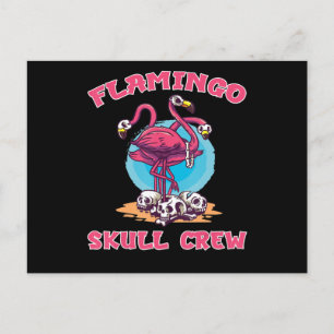 Flamingo   Flamingo Skull Crew Halloween Costume Holiday Postcard