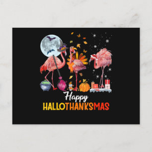 Flamingo Flamingo Thanksgiving Halloween Christmas Announcement Postcard