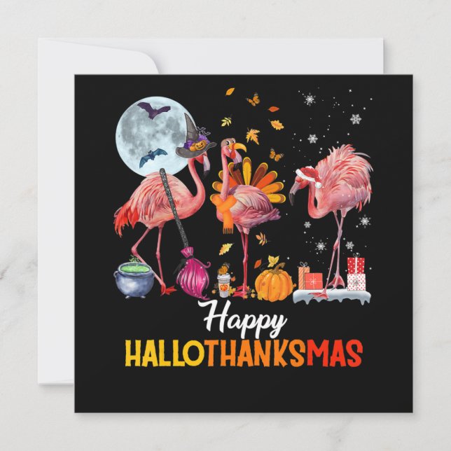 Flamingo|Flamingo Thanksgiving Halloween Christmas Invitation (Front)