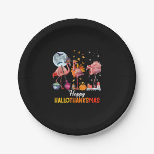 Flamingo Flamingo Thanksgiving Halloween Christmas Paper Plate