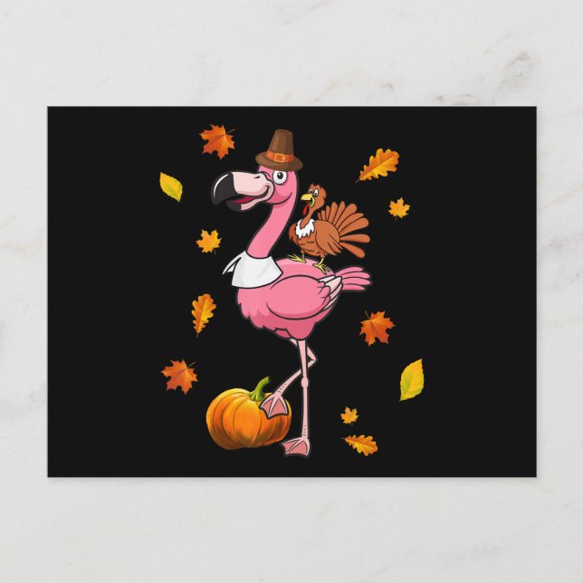 Flamingo | Flamingo Thanksgiving Halloween Holiday Postcard (Front)