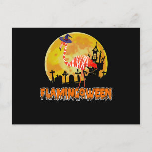 Flamingo Flamingoween Funny Witch Halloween Holiday Postcard