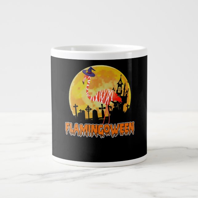 Flamingo | Flamingoween Funny Witch Halloween Large Coffee Mug (Front)