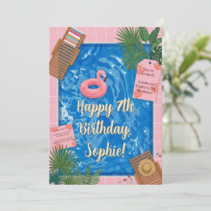 Flamingo Float Pool Party Invitation