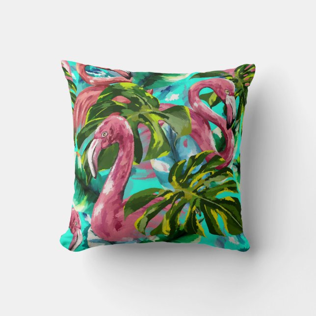 FLAMINGO FLOCK THROW PILLOW (Front)