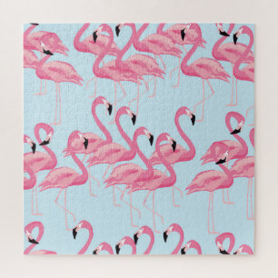 Flamingo Flock: Tropical Vintage Print Jigsaw Puzzle
