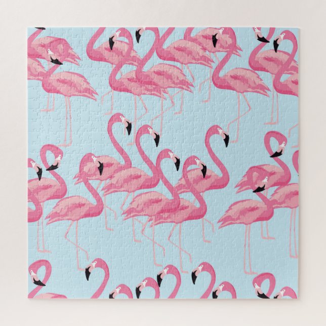 Flamingo Flock: Tropical Vintage Print Jigsaw Puzzle (Vertical)