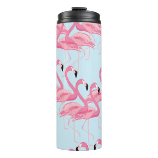 Flamingo Flock: Tropical Vintage Print Thermal Tumbler