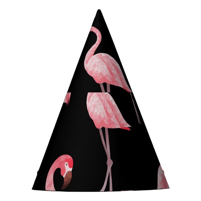 Flamingo Flock: Vintage Seamless Design Party Hat (Front)