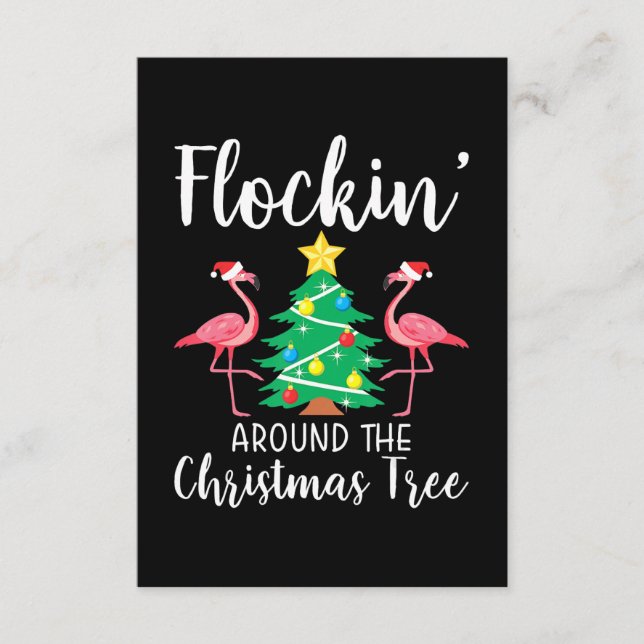 Flamingo | Flockin Around Christmas Tree Flamingo Enclosure Card (Front)