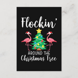 Flamingo   Flockin Around Christmas Tree Flamingo Enclosure Card