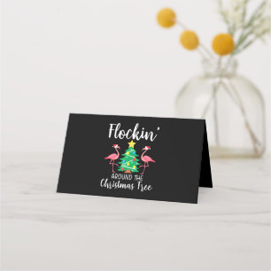 Flamingo Flockin Around Christmas Tree Flamingo Place Card