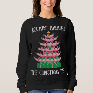 Flamingo Flocking Around The Christmas Tree Lights Sweatshirt