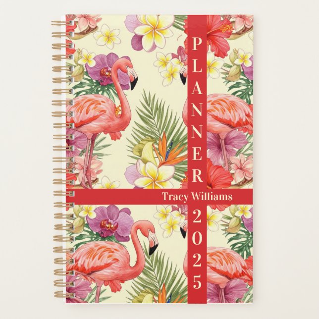 Flamingo floral seamless  pattern  planner (Front)