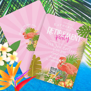 Flamingo Florida Tropical Pink Retirement Invitation
