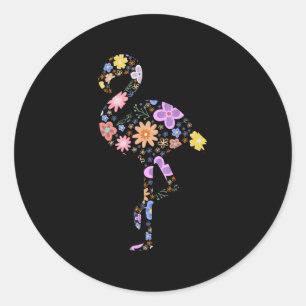 Flamingo Flower Silhouette Lover Gifts Classic Round Sticker