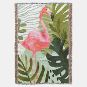 Flamingo Forest Throw Blanket
