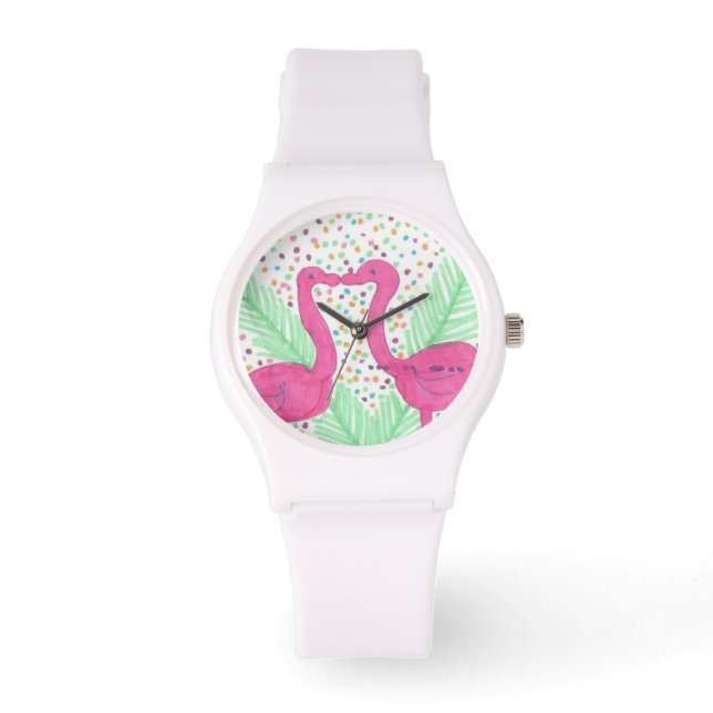 Flamingo Fun Print Wrist Watch (Front)
