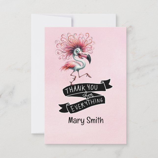 Flamingo Funny Design for party Thank You Card (Front)