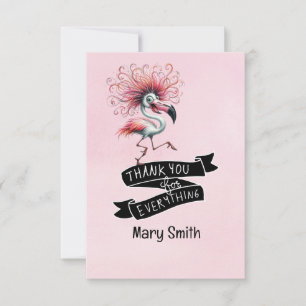 Flamingo Funny Design for party Thank You Card