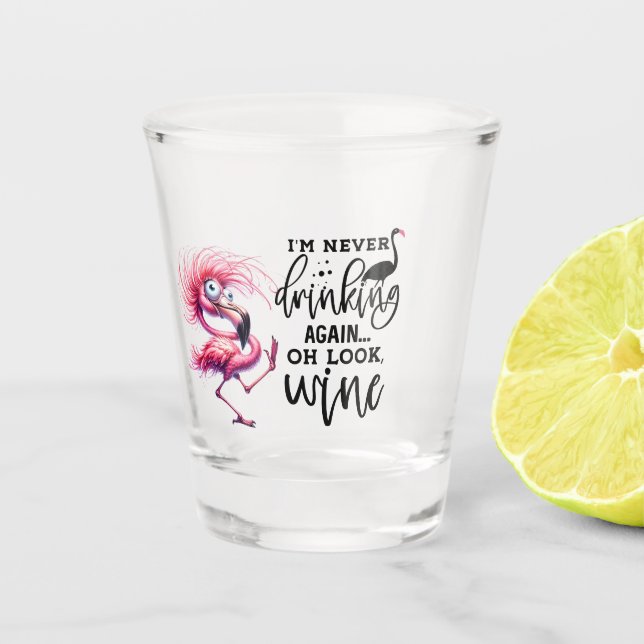 Flamingo Funny Face for Party  Shot Glass (Front)