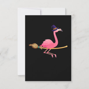 Flamingo Funny Flamingo Witch Halloween Invitation