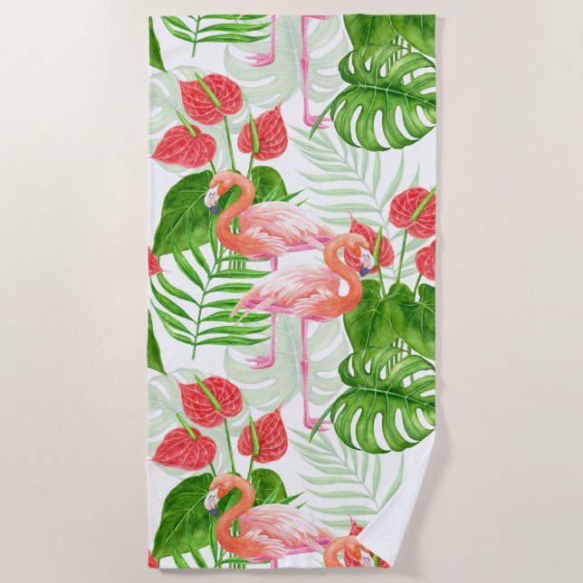 Flamingo garden beach towel (Front)