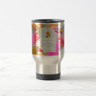 Flamingo Garden Grey Travel Mug