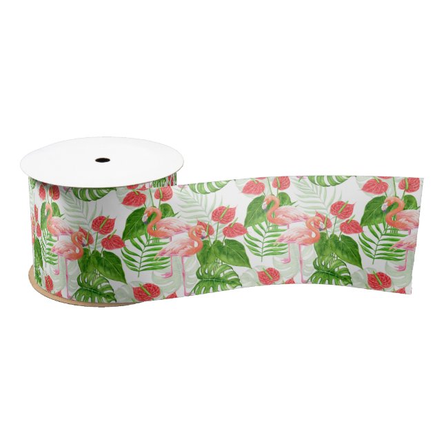 Flamingo garden satin ribbon (Spool)