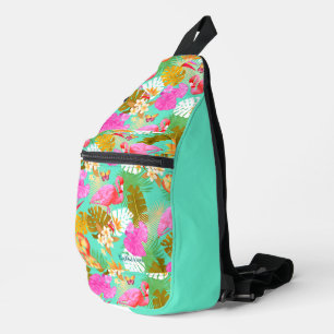 Flamingo Garden Teal Sling Bag