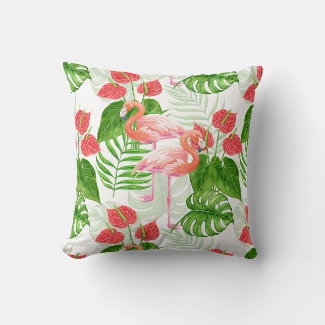 Flamingo garden throw pillow (Front)