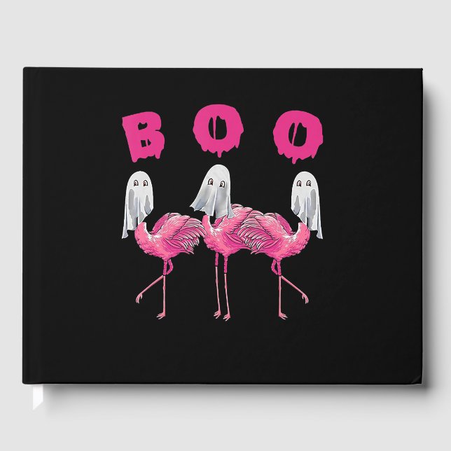 Flamingo | Ghost Flamingo Boo Halloween Costume Guest Book (Front)
