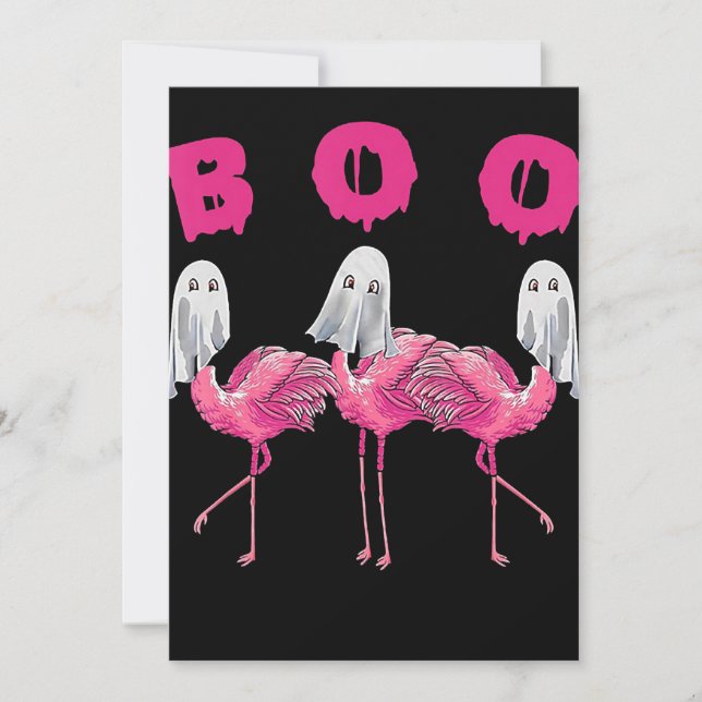 Flamingo | Ghost Flamingo Boo Halloween Costume Holiday Card (Front)